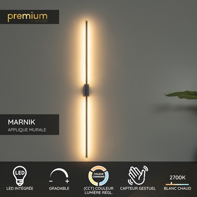 Lucide MARNIK - Applique murale - LED Dim. - CCT - 1x18W 2700K/4000K - Détecteur à balayage manuel - Noir | Premium